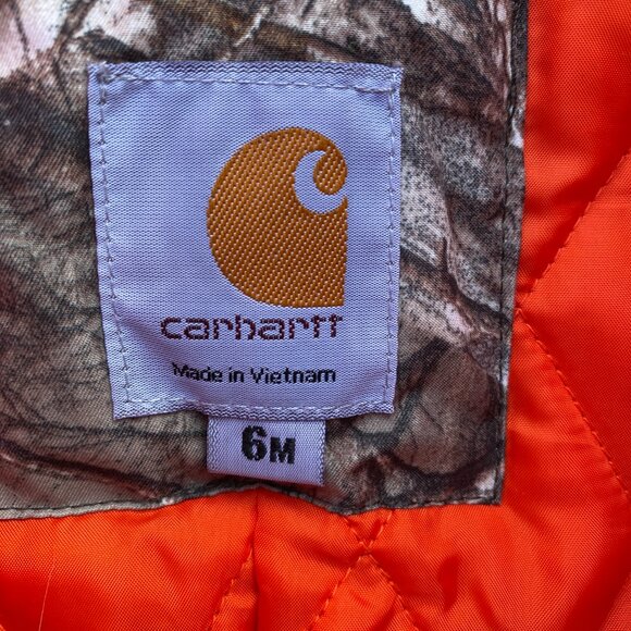 Carhartt Realtree Camo Full Zip Snowsuit Baby 6 mos Hooded Blaze Orange Outdoor - Picture 11 of 15